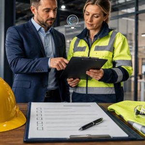 Datore di lavoro e RSPP esaminano il DVR, documento di valutazione dei rischi